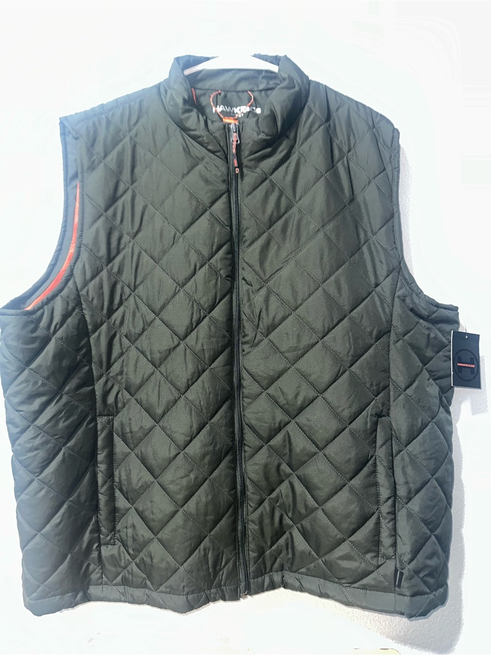 Hawke & Co Quilted Vest in Black with Red Trim